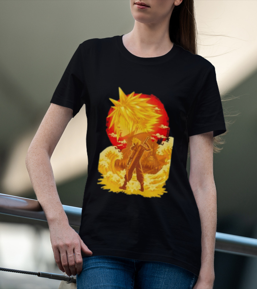 Cloud Strife Final Fantasy VII Shinra Ukiyo E Wave T-Shirt