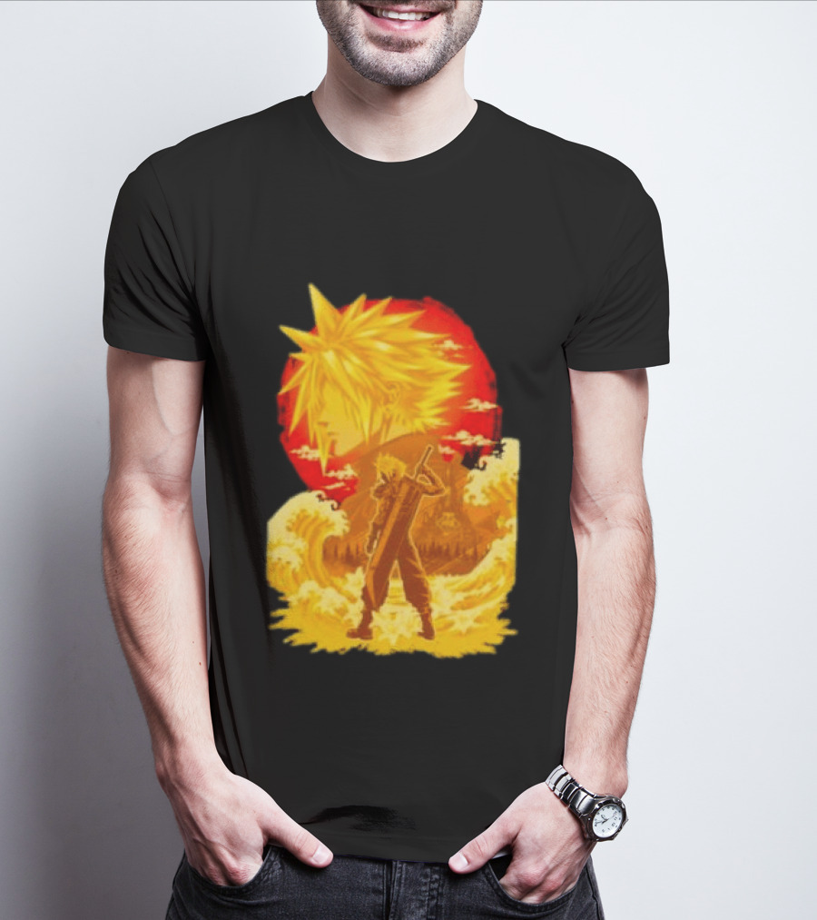 Cloud Strife Final Fantasy VII Shinra Ukiyo E Wave T-Shirt