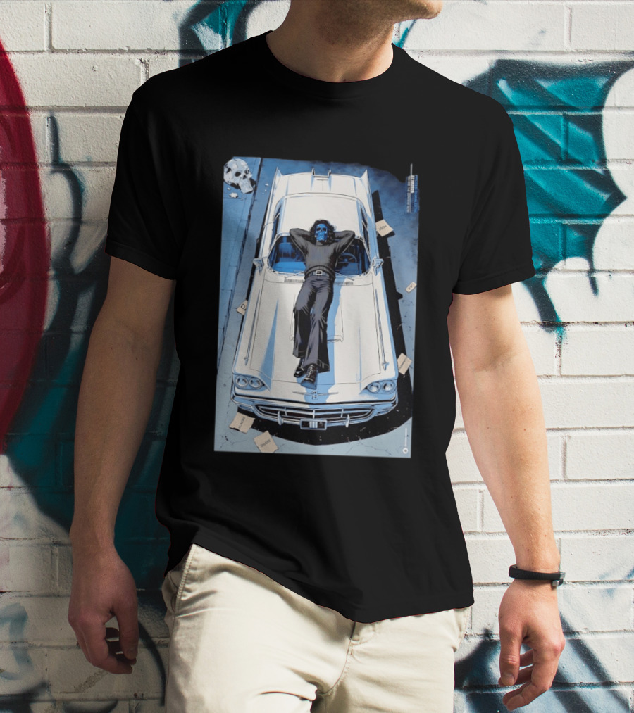 Filter Charlotte You Are The Content Now Tour Blue Skull Man On Classic Car T-Shirt