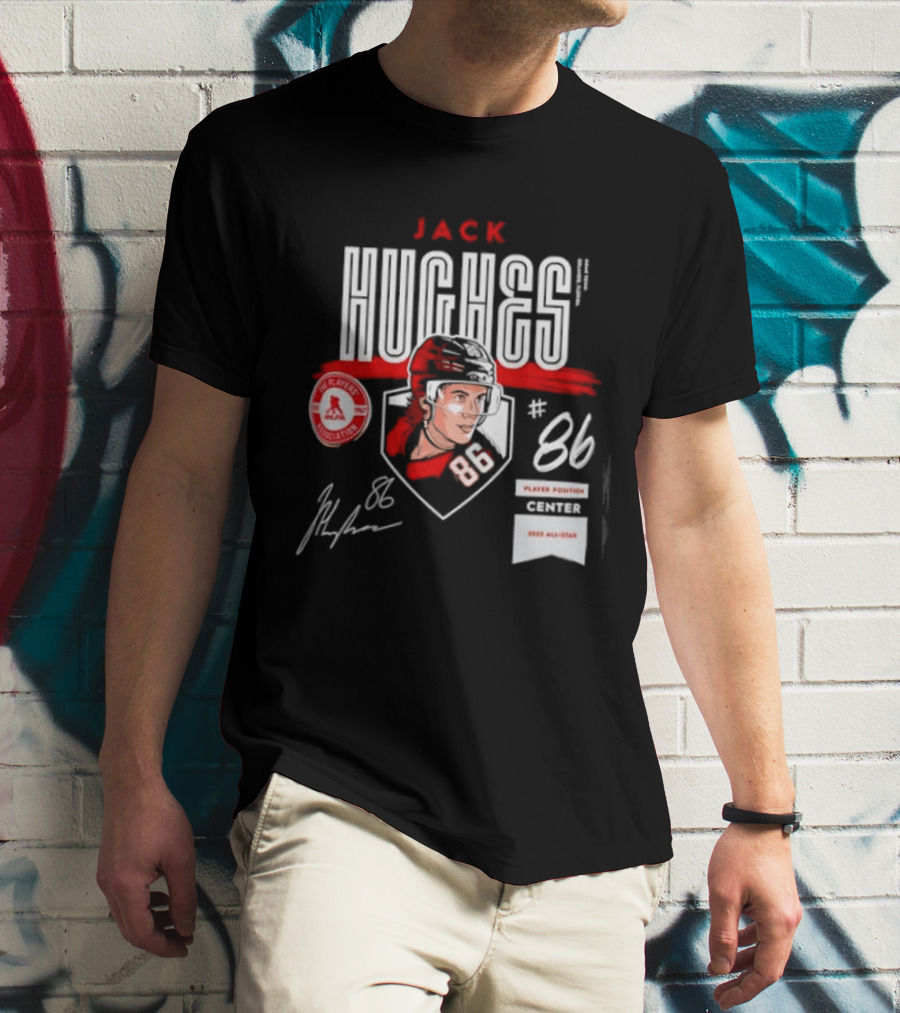 Jack Hughes NHLPA Signature 2023 All Star Center #86 T-Shirt