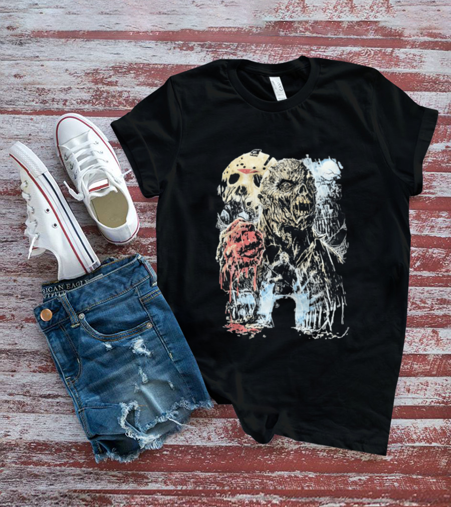 Jason Voorhees Classic Mask And Horror Icons Friday The 13th T-Shirt