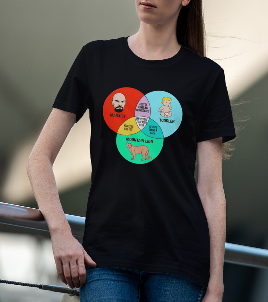 Venn Diagram Humor Marxist Toddler Mountain Lion Impossible To Reason T-Shirt