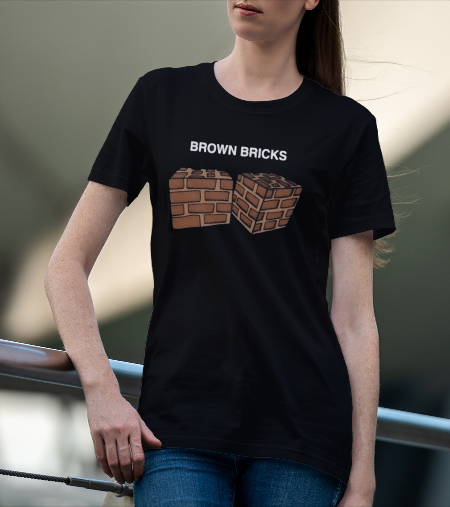 Mike Matei Brown Bricks Textured Cubes T-Shirt