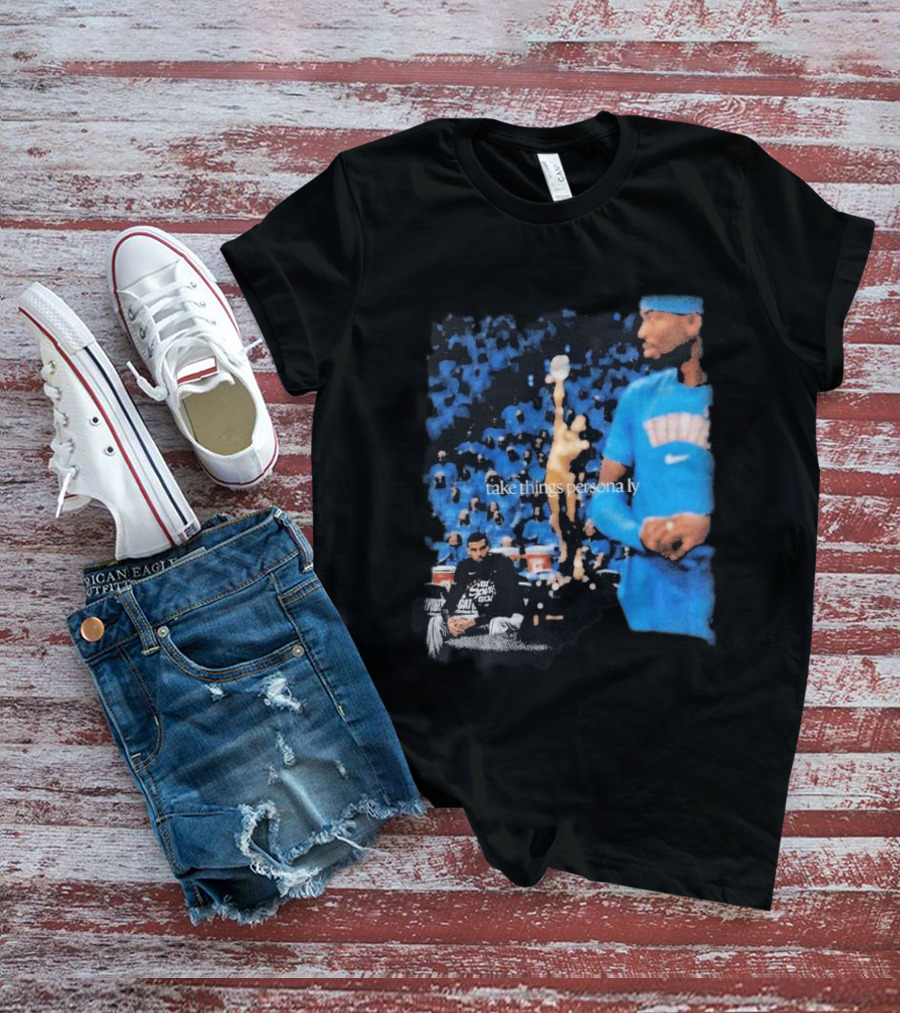 Shai Gilgeous Alexander Take Things Personally Blue Outfit And Black T-Shirt