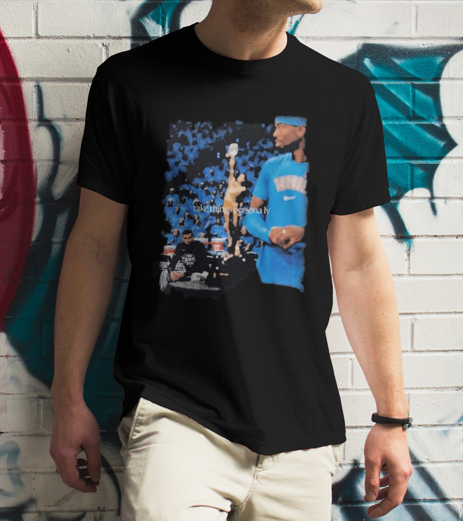 Shai Gilgeous Alexander Take Things Personally Blue Outfit And Black T-Shirt