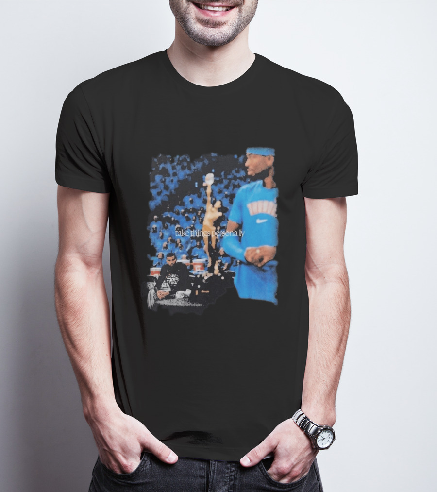 Shai Gilgeous Alexander Take Things Personally Blue Outfit And Black T-Shirt