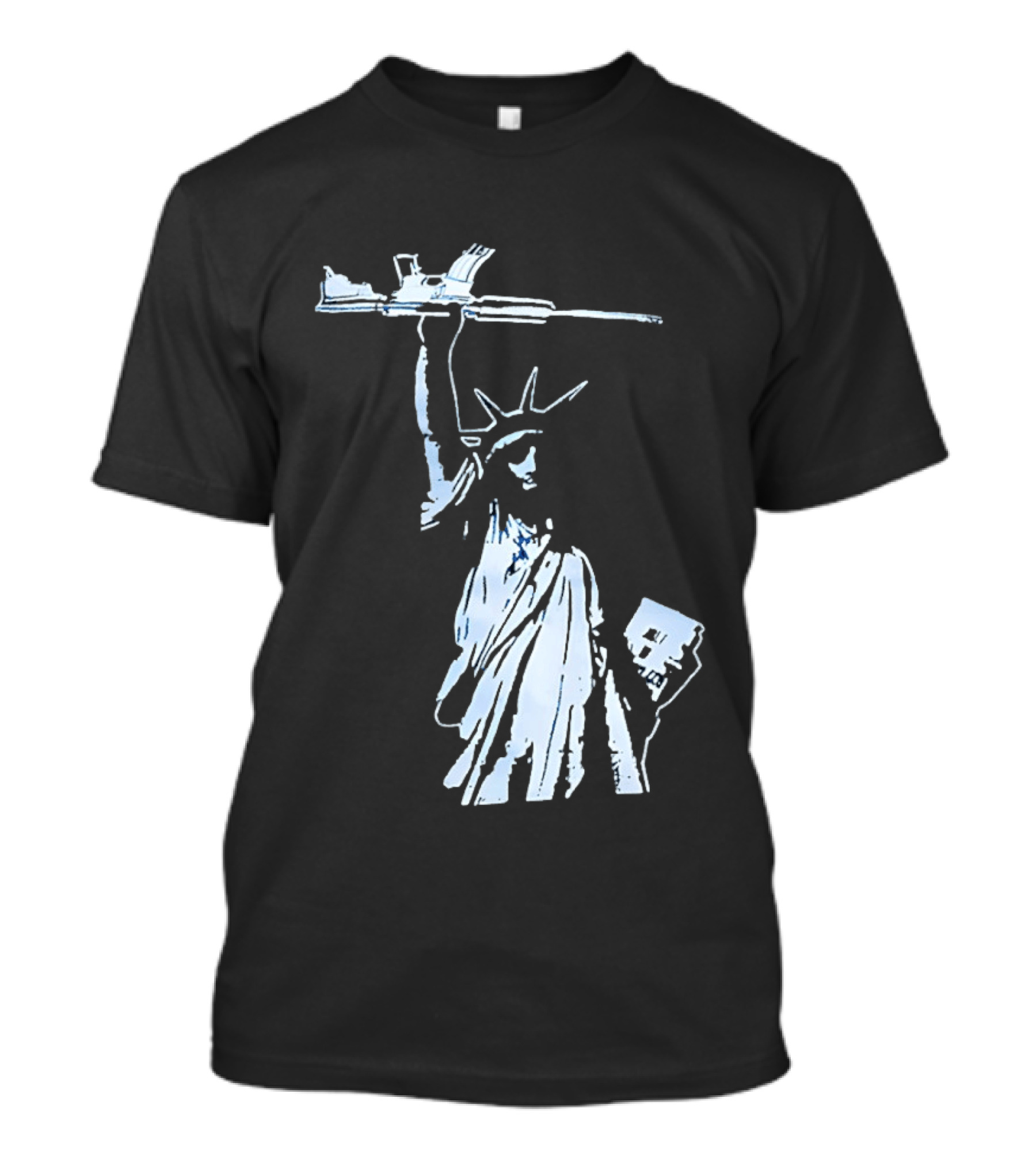 Statue Of Liberty Holding Assault Rifle July 4th Independence T-Shirt