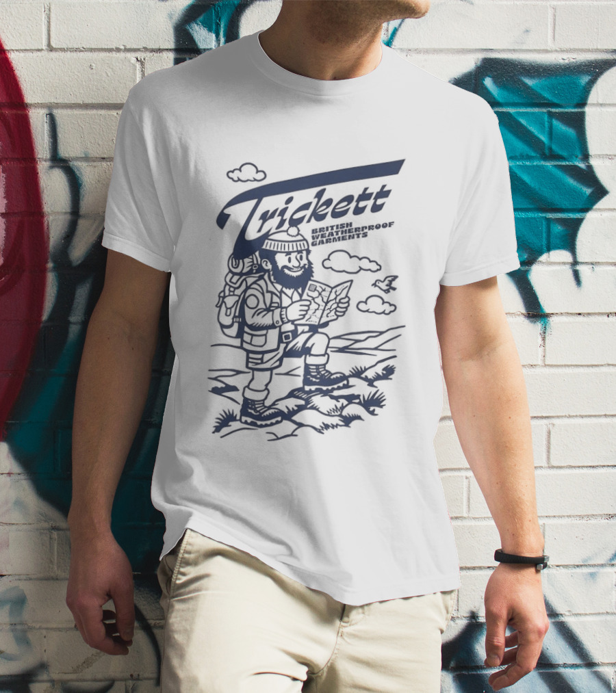 Trickett Hiker In British Landscape With Weatherproof Gear T-Shirt