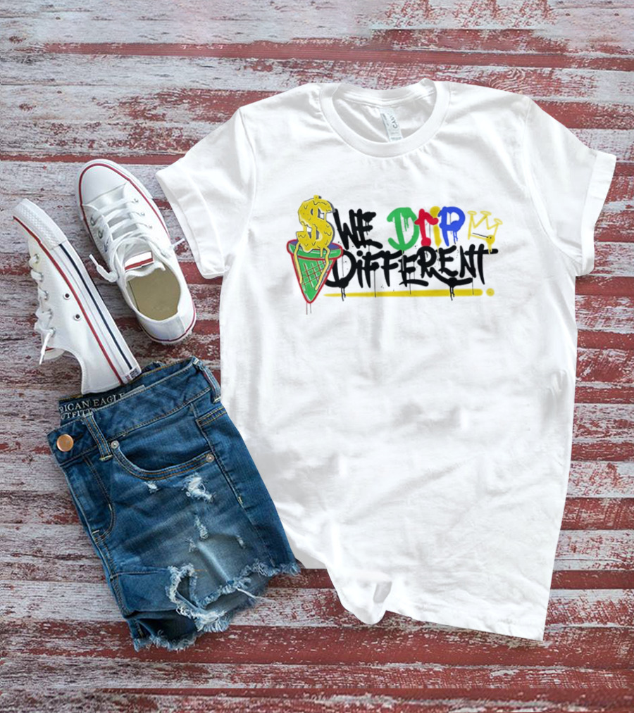 We Drip Different Ice Cream Cone Graffiti Art With Dollar Symbol And Crown T-Shirt