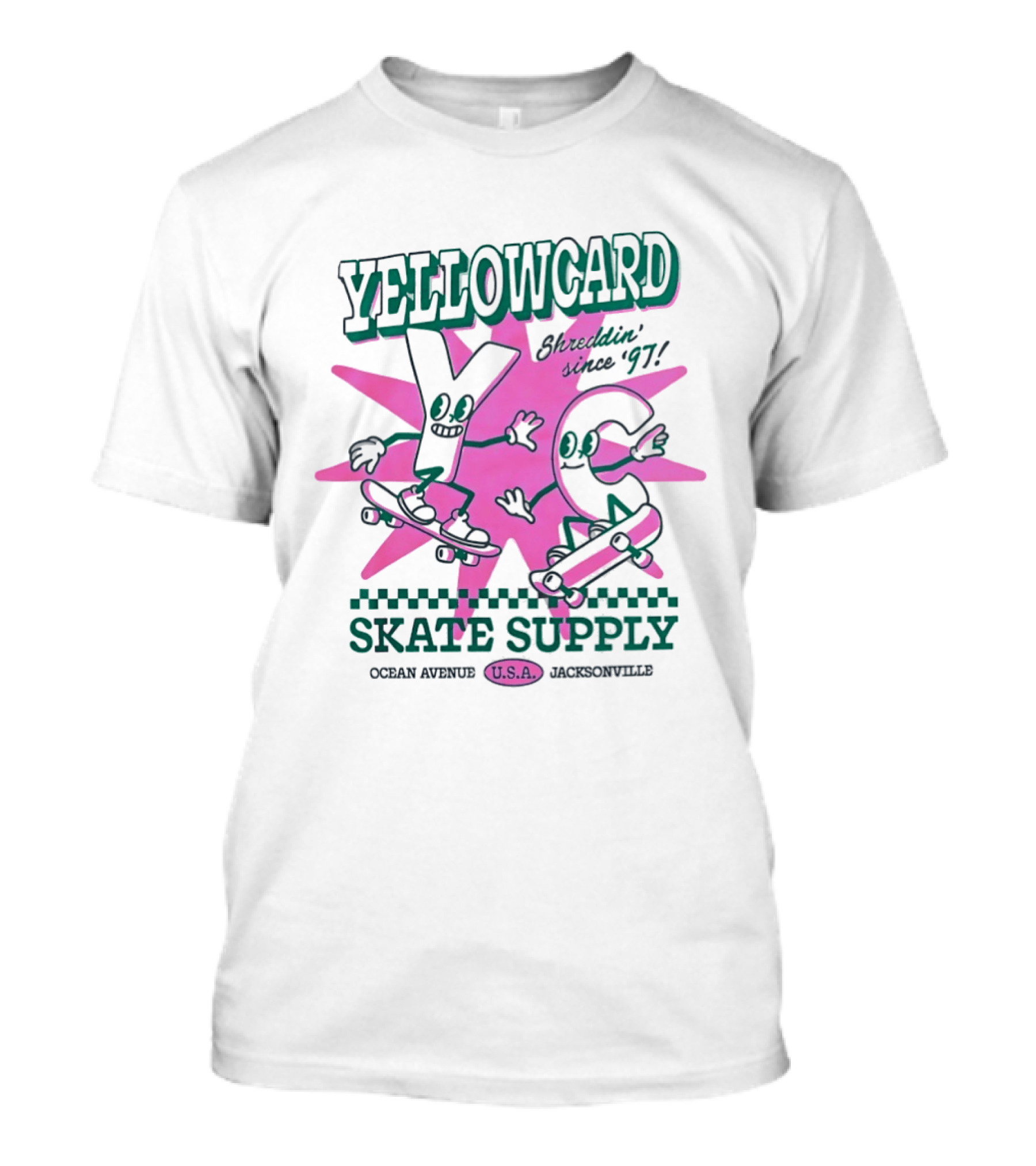 Yellowcard Skatin' Since 97 Ocean Avenue Jacksonville U.S.A. Skate Supply T-Shirt