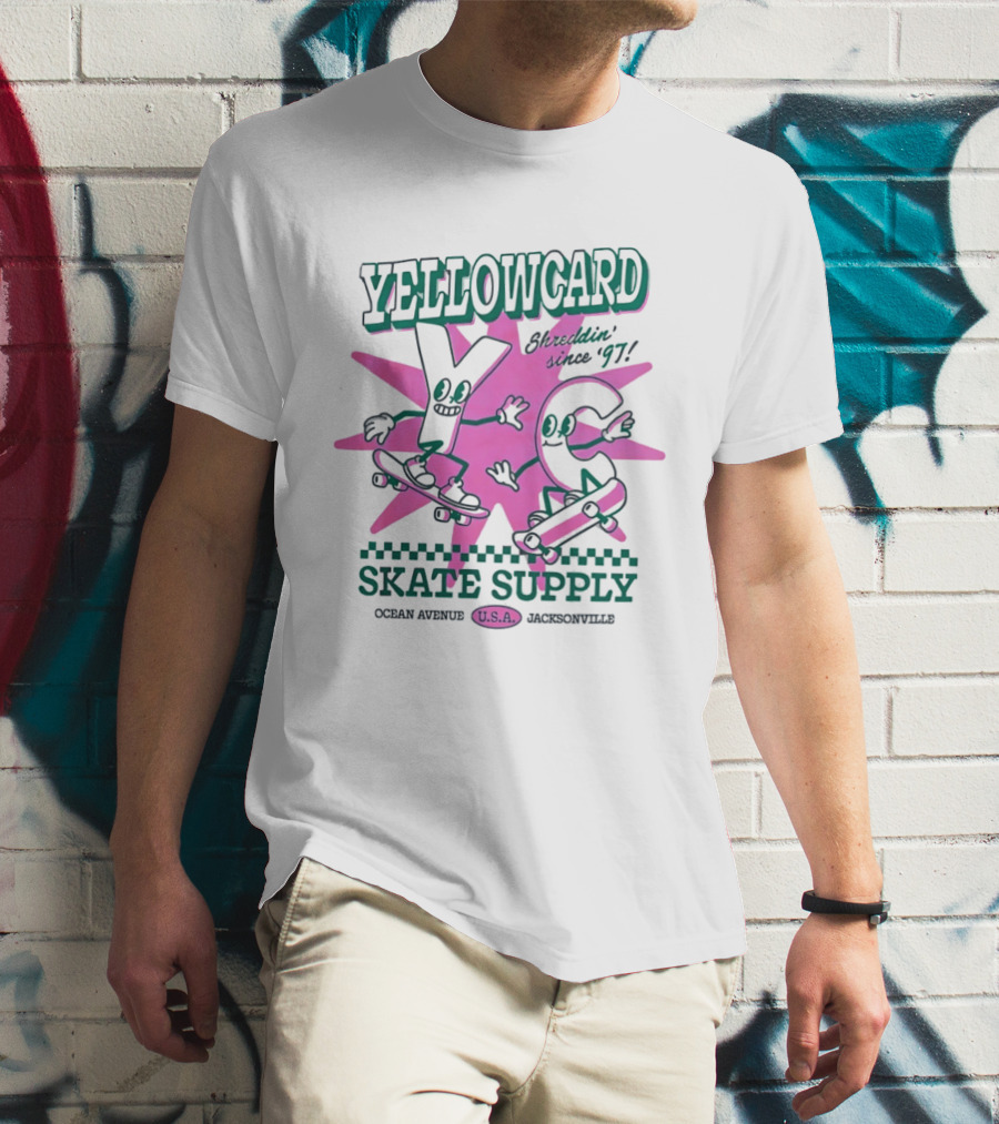 Yellowcard Skatin' Since 97 Ocean Avenue Jacksonville U.S.A. Skate Supply T-Shirt