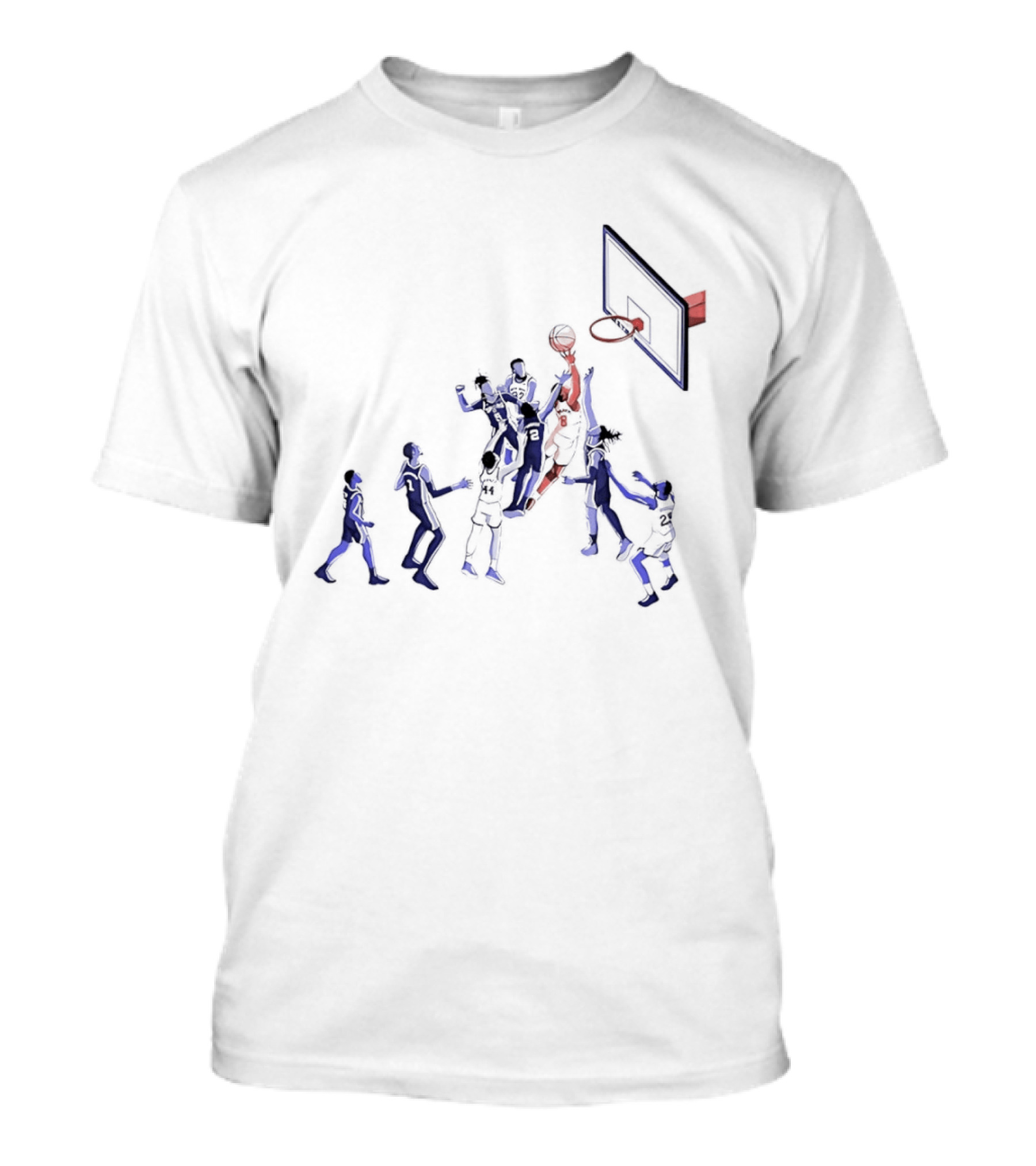 Basketball Action Scene Featuring Players In Jersey Numbers 5 22 2 8 44 And 25 T-Shirt