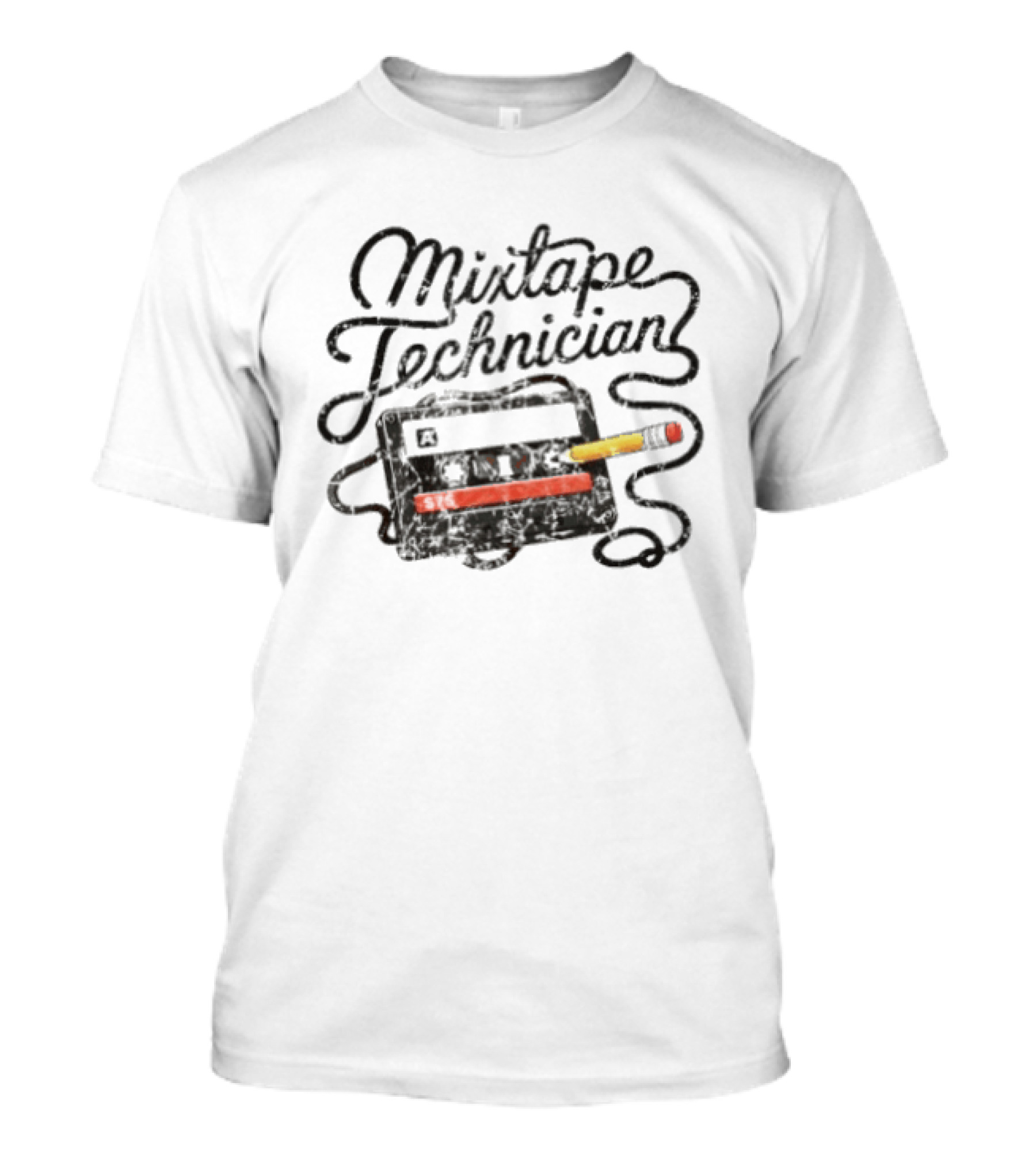 Mixtape Technician Cassette Tape 90s Nostalgia Pencil Retro Music Fans T-Shirt