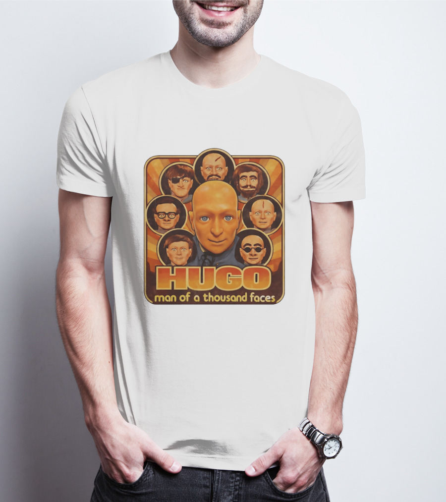 Hugo Man Of A Thousand Faces Ventriloquist Dummy Mask Collection T-Shirt