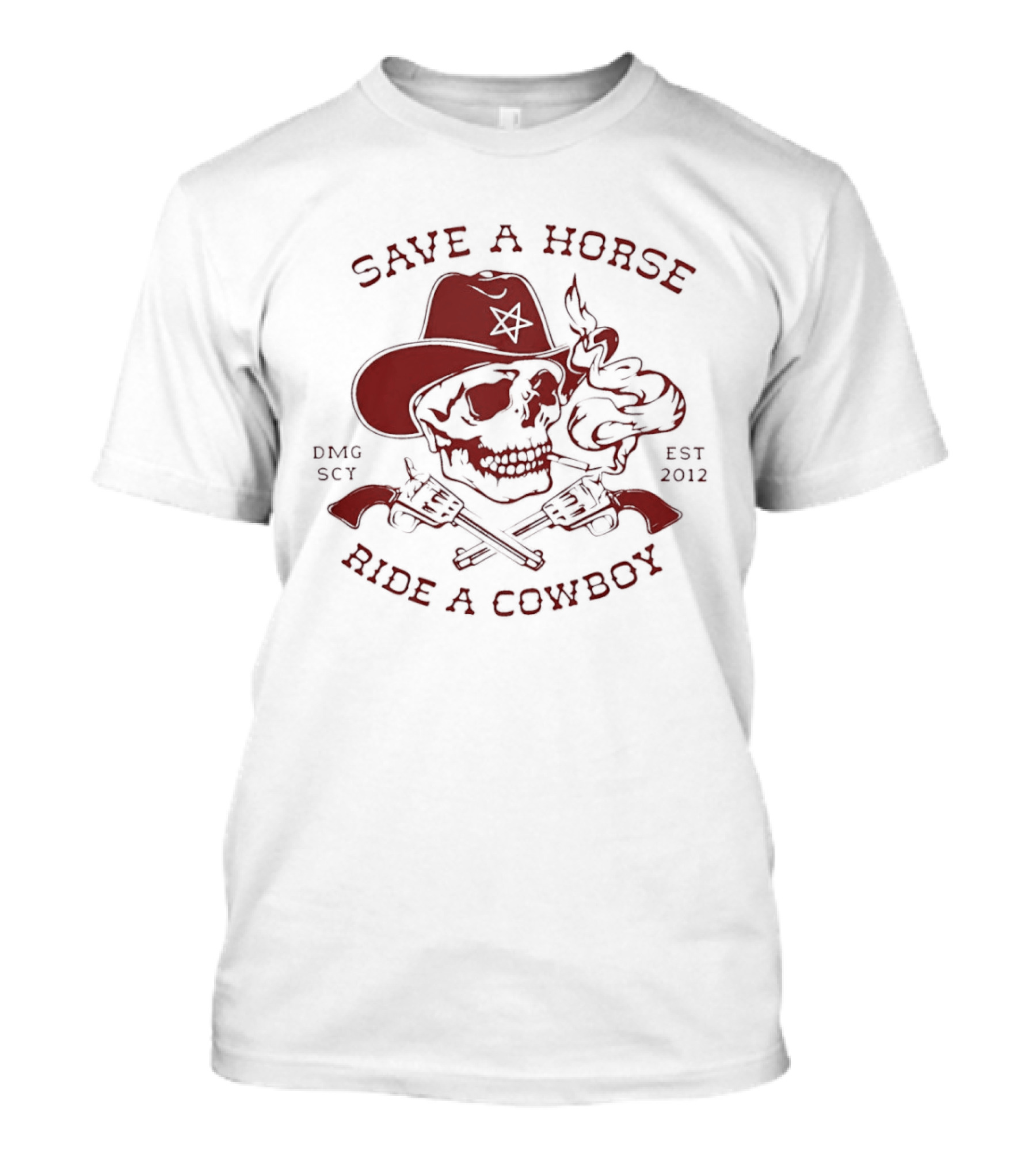 Save A Horse Ride A Cowboy Skull Hat Guns 2012 T-Shirt