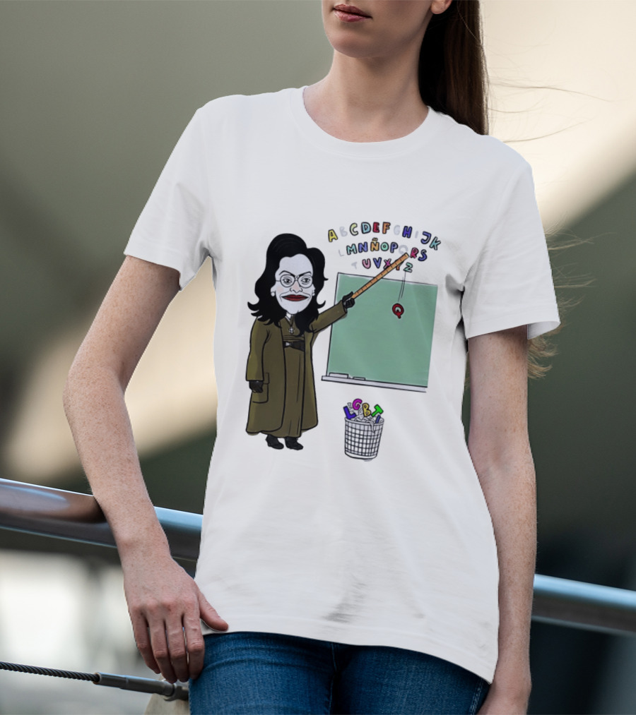 LGBTQ Alphabet Removal Cartoon Teacher With Chalkboard And Trash Bin T-Shirt