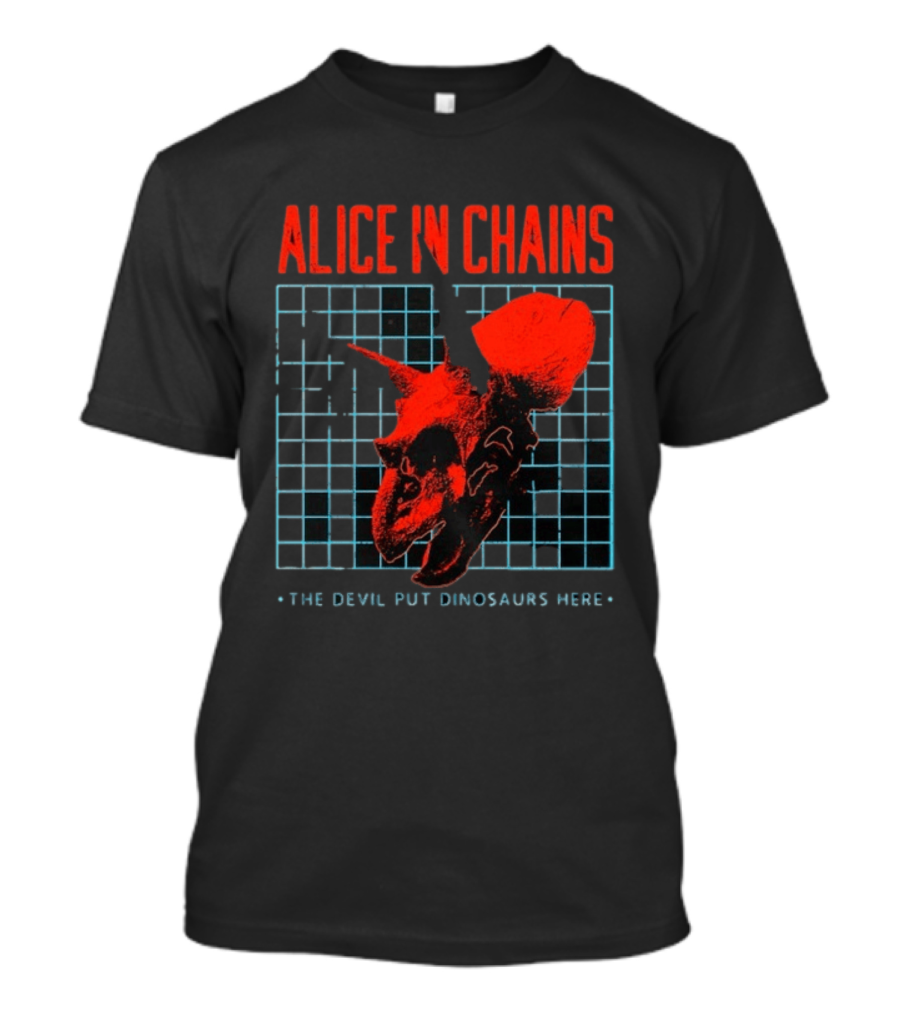 Alice In Chains The Devil Put Dinosaurs Here Red Skeleton Grid T-Shirt