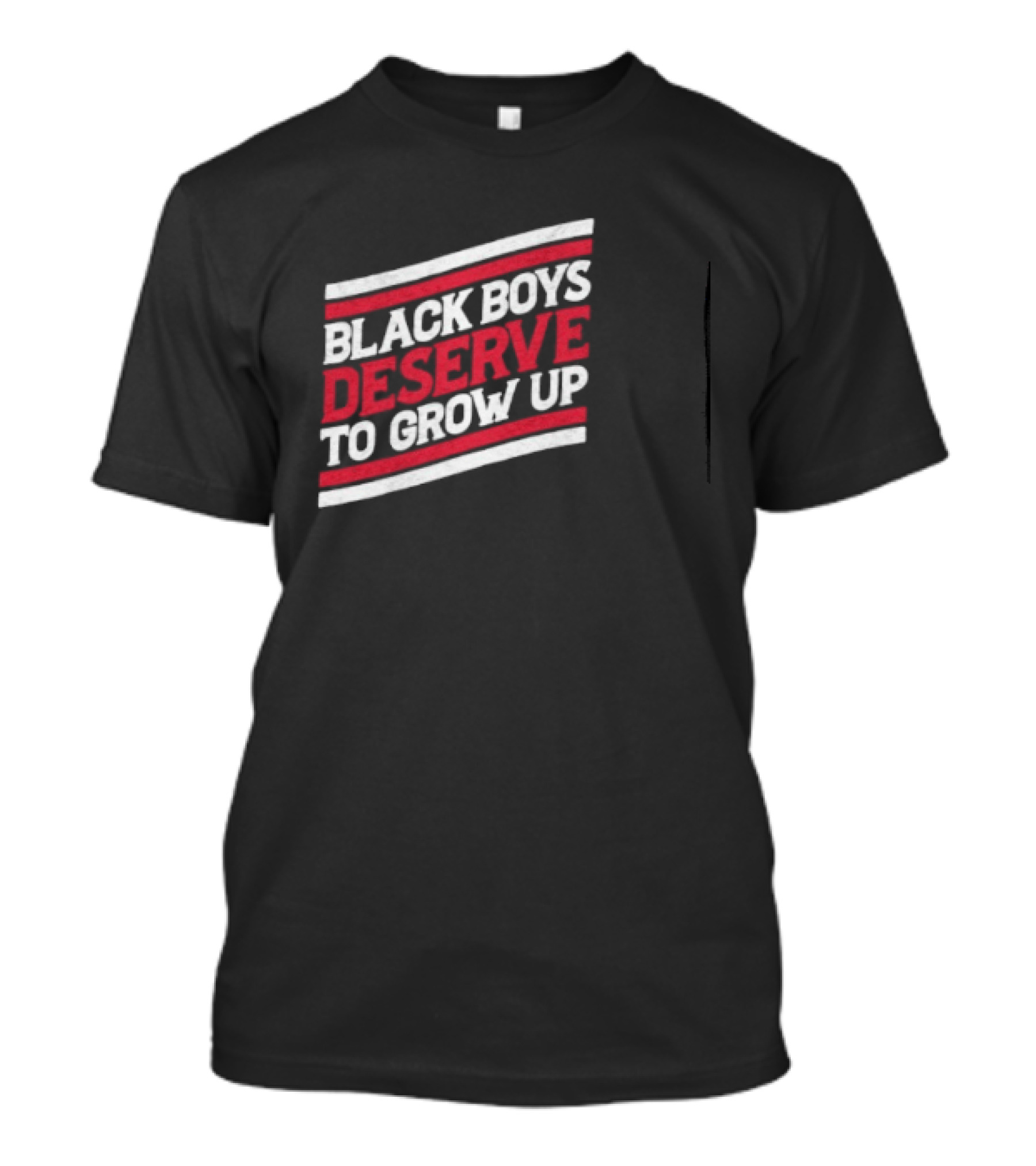 Black Boys Deserve To Grow Up Distressed Text With Red And White Stripes T-Shirt