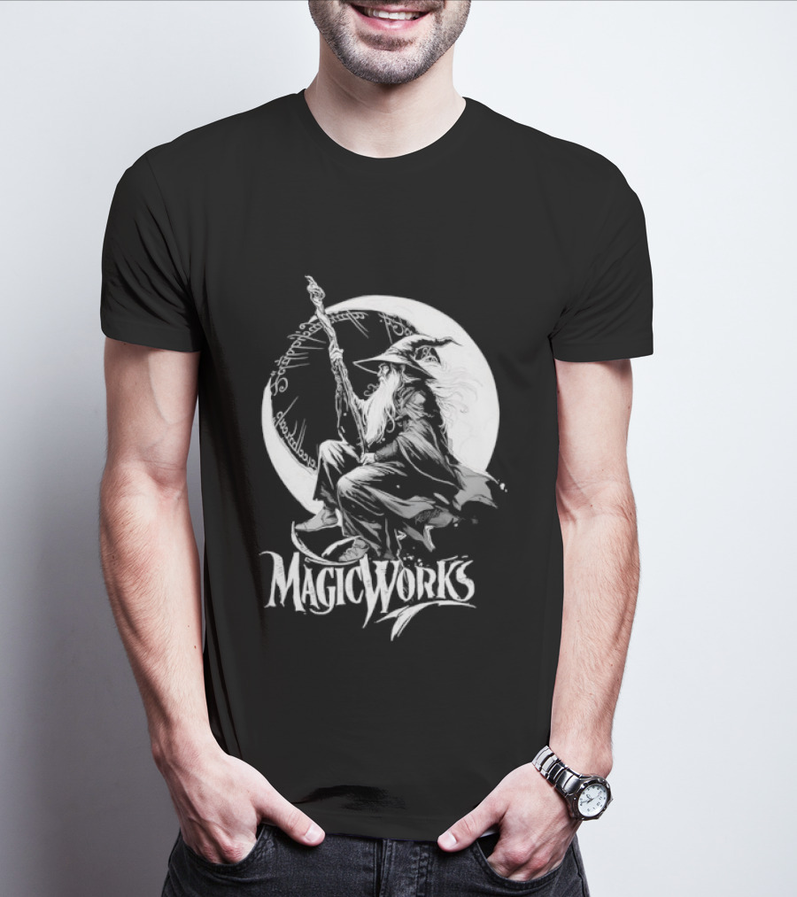 Gandalf Magic Works Lord Of The Rings Wizard Silhouette Moon T-Shirt