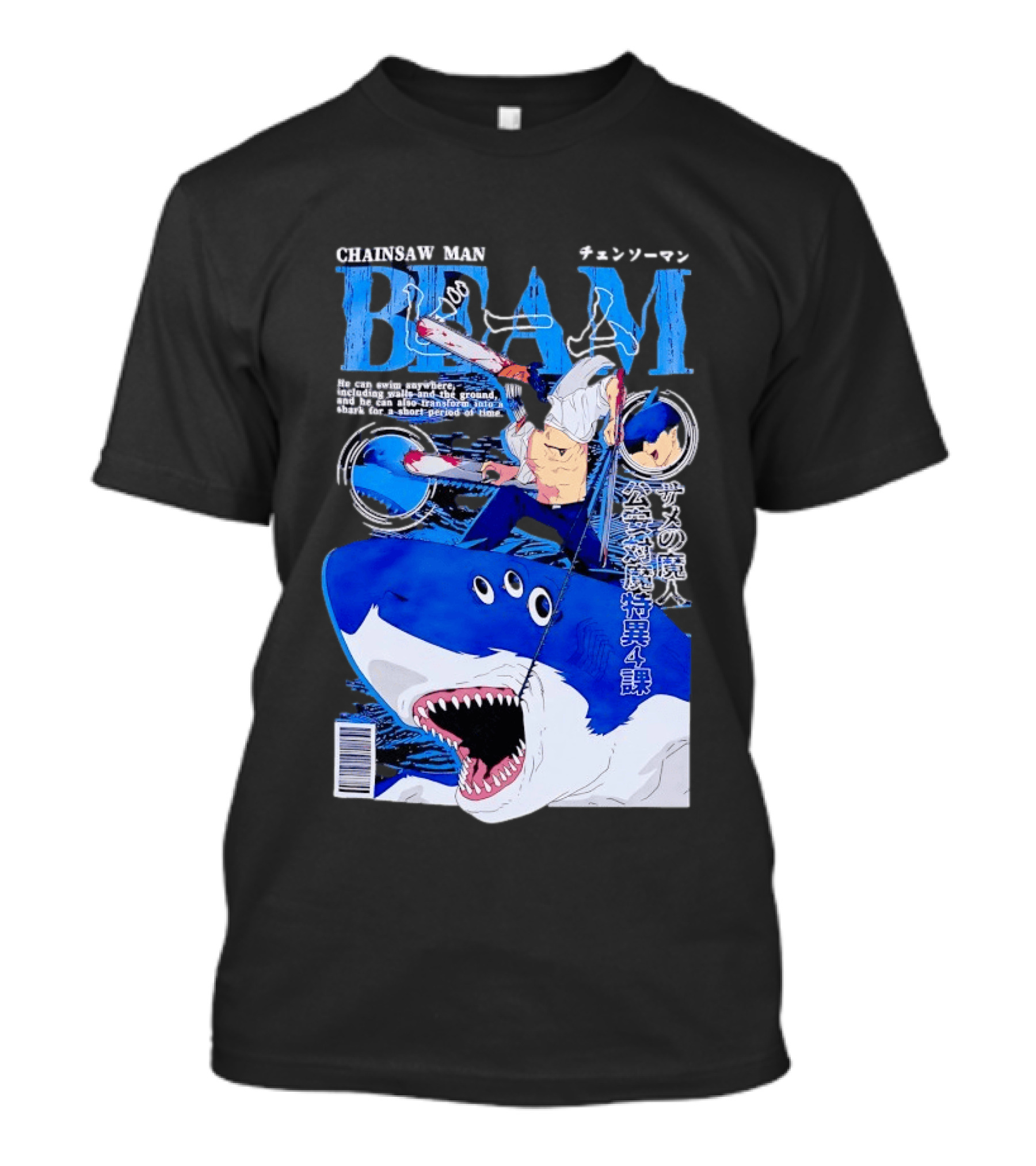 Chainsaw Man Beam Shark Transformation Japanese Manga Cover T-Shirt