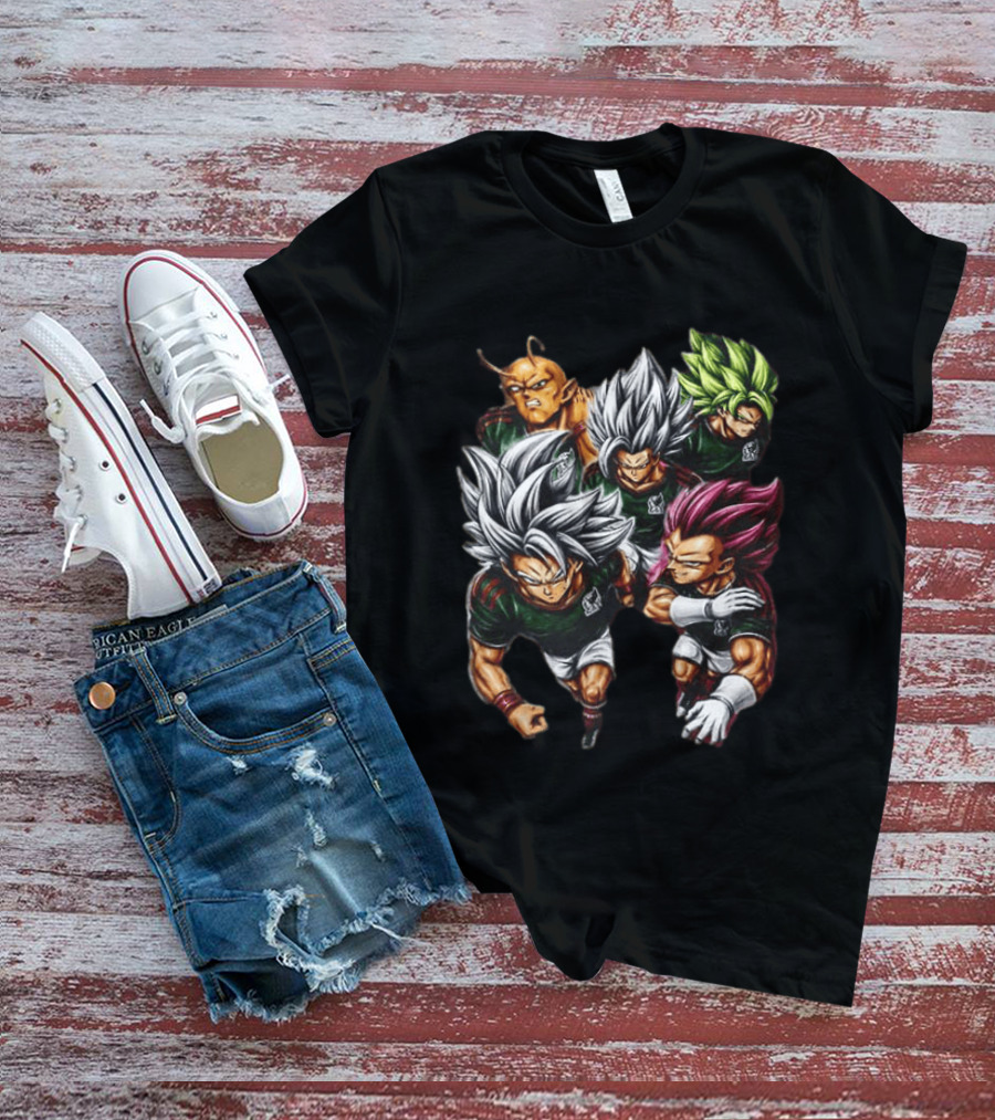 Goku Vegeta Dragon Ball Mexico Soccer Collaboration Game Time Two Sided T-Shirt