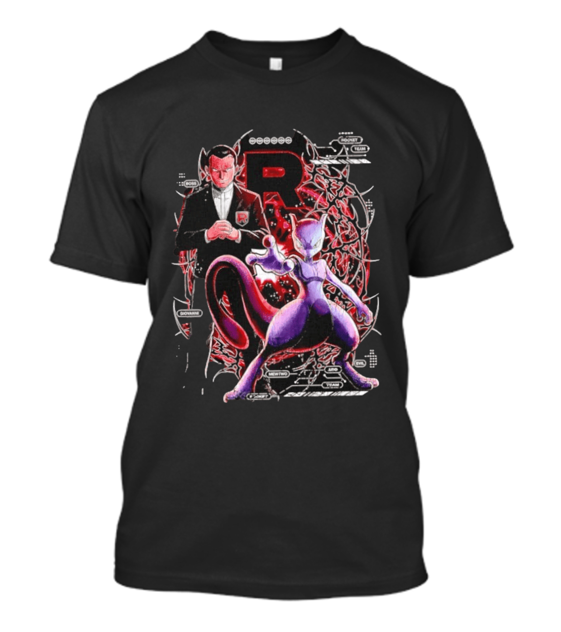 Giovanni Boss Team Rocket Mewtwo Dynamic Pokemon Collaboration T-Shirt
