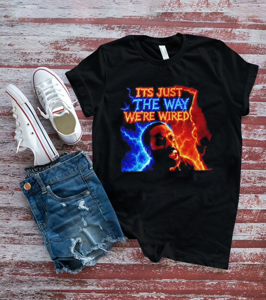 Its Just The Way We're Wired Red And Blue Lightning Face Illusion T-Shirt