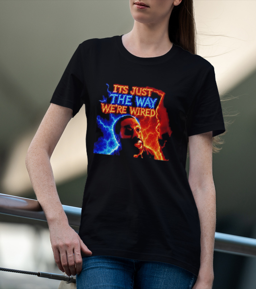 Its Just The Way We're Wired Red And Blue Lightning Face Illusion T-Shirt