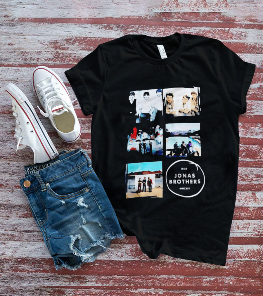 Jonas Brothers Collage MMV MMXXIV Music Band Photos Collection T-Shirt