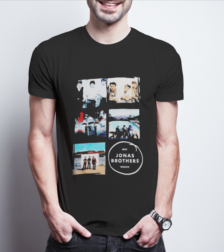 Jonas Brothers Collage MMV MMXXIV Music Band Photos Collection T-Shirt
