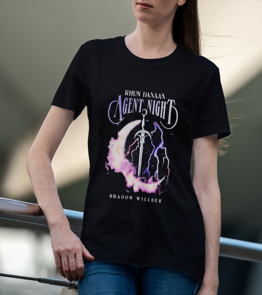 Rhun Danaan Agent Night Shadow Wielder Sword Moon Lightning T-Shirt
