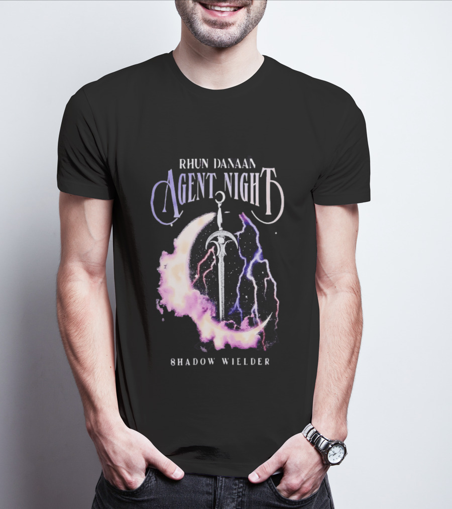 Rhun Danaan Agent Night Shadow Wielder Sword Moon Lightning T-Shirt