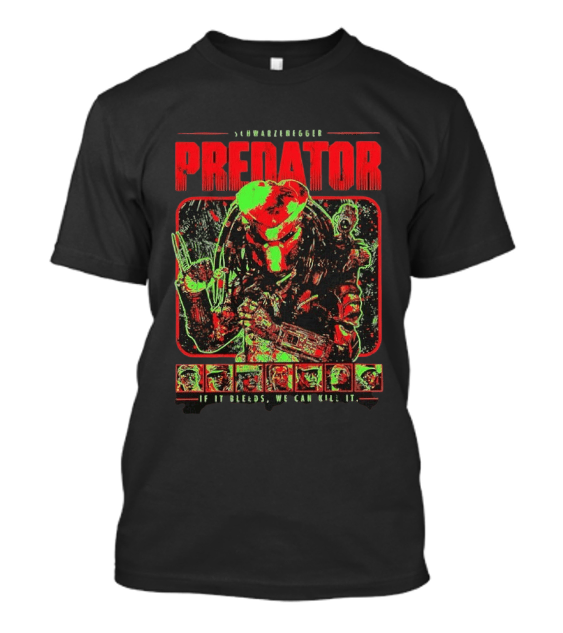 Schwarzenegger Predator If It Bleeds We Can Kill It Retro Movie T-Shirt