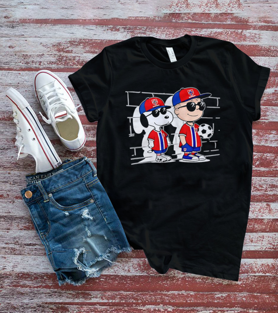 Snoopy Charlie Brown Norway Outfit Sunglasses Soccer T-Shirt