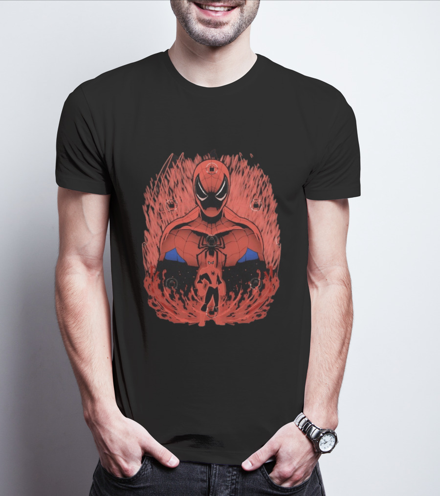 Spider Man Friendly Webslinger Shadowwork Comic T-Shirt