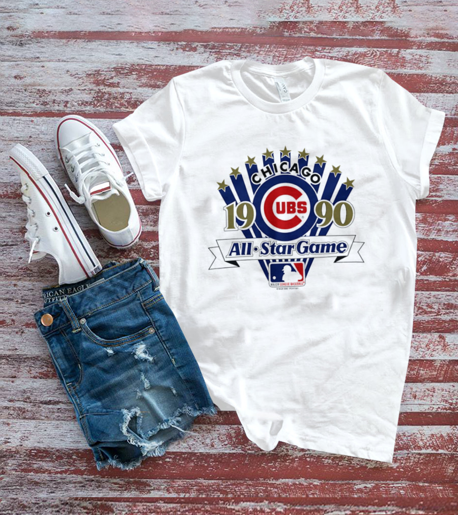 Chicago Cubs 1990 MLB All Star Game Logo Stars Blue Red T-Shirt