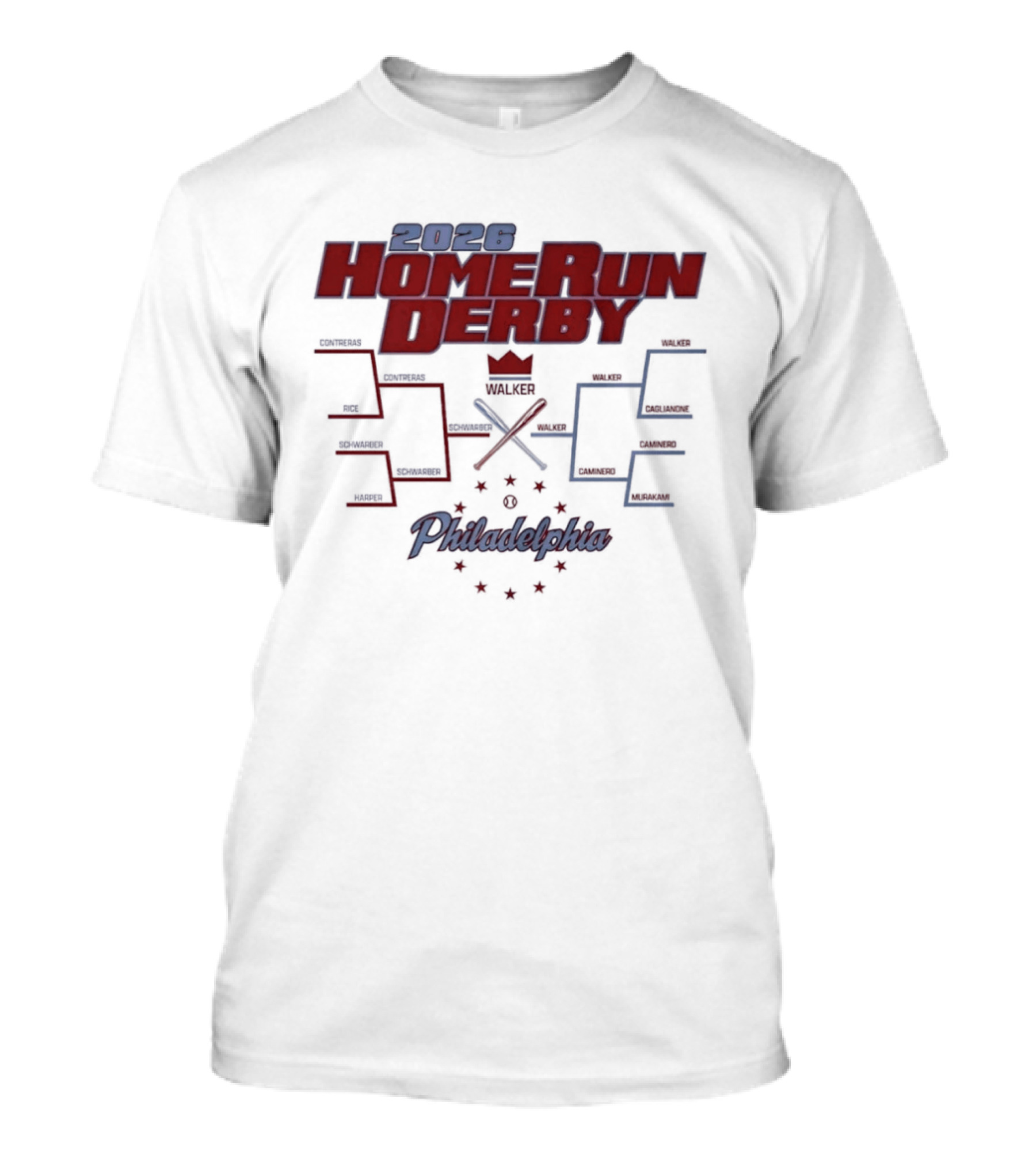 2026 Home Run Derby Bracket Philadelphia Baseball Event Stars And Crown T-Shirt