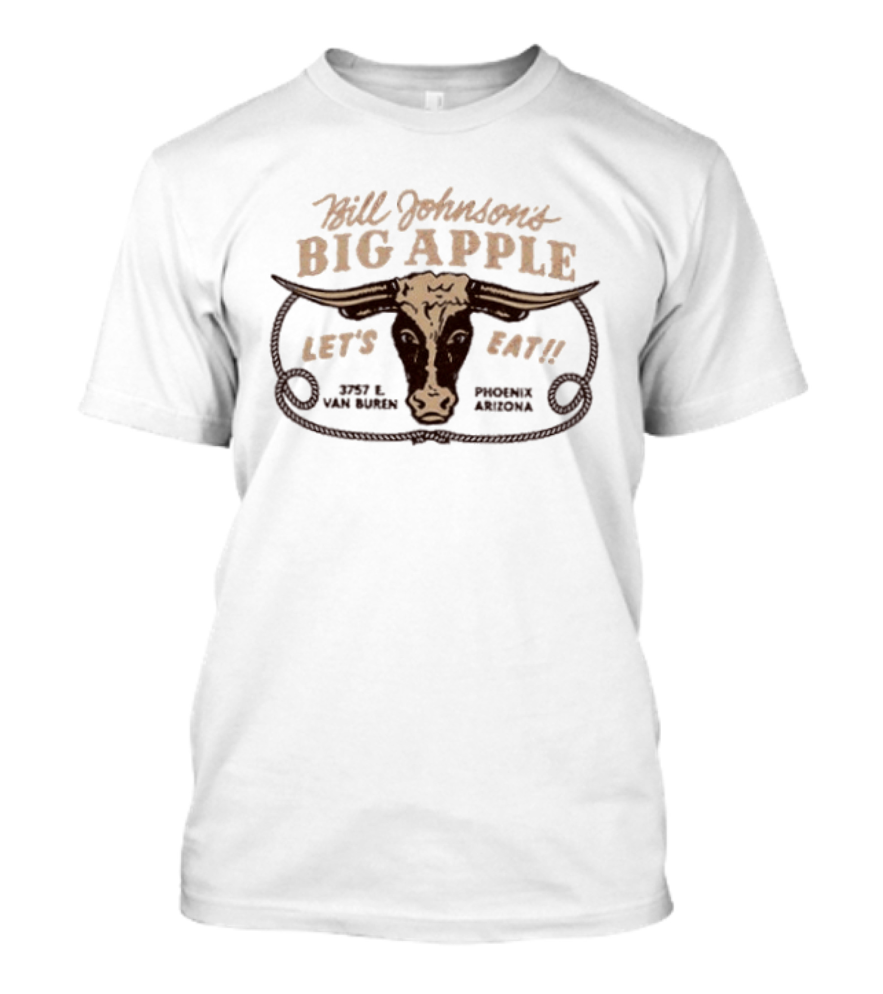 Bill Johnson's Big Apple Let's Eat Phoenix Arizona Cow Head T-Shirt