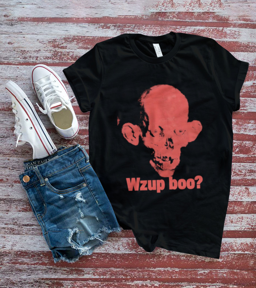 Wzup Boo Creepy Skull Horror Spooky T-Shirt
