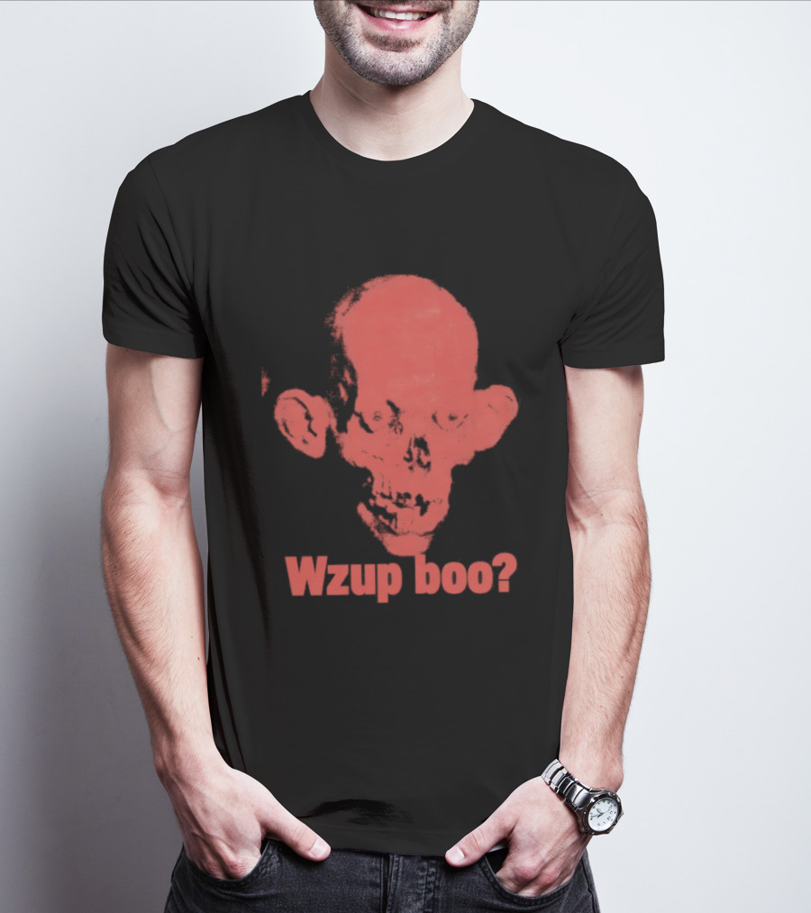 Wzup Boo Creepy Skull Horror Spooky T-Shirt