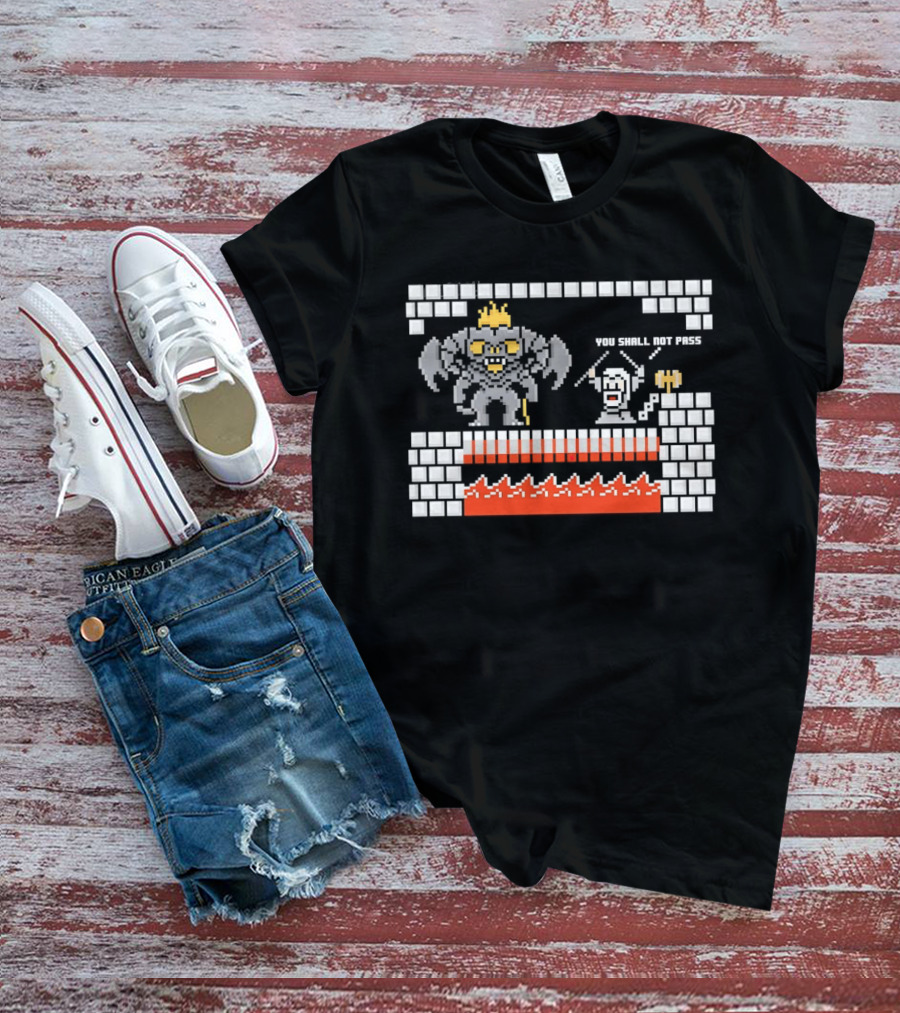 You Shall Not Pass Balrog Gandalf Pixel Retro Gaming T-Shirt