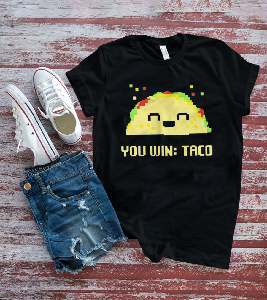 You Win Taco Pixel Art Cute Taco Face T-Shirt