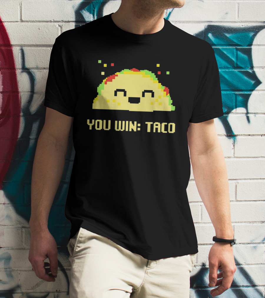 You Win Taco Pixel Art Cute Taco Face T-Shirt