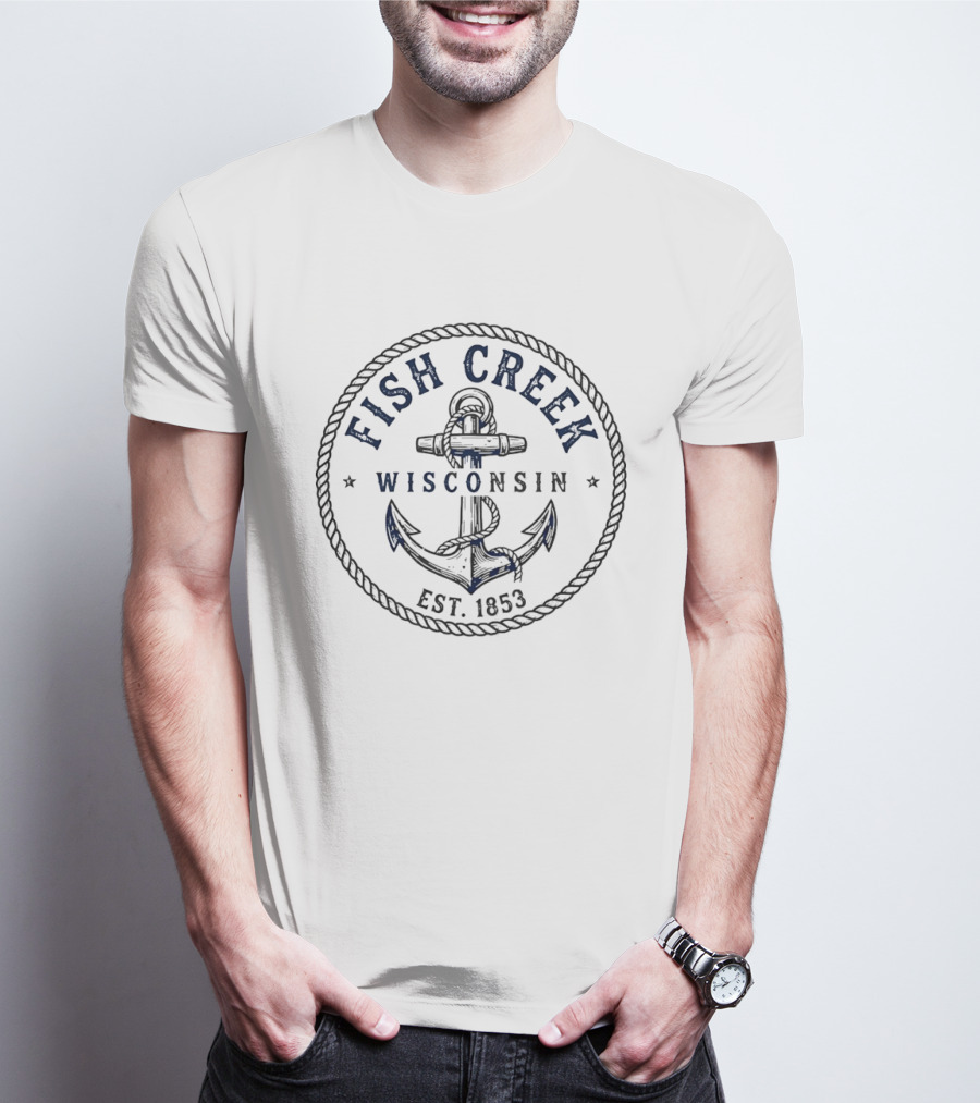 Fish Creek Wisconsin Est 1853 Anchor Rope T-Shirt