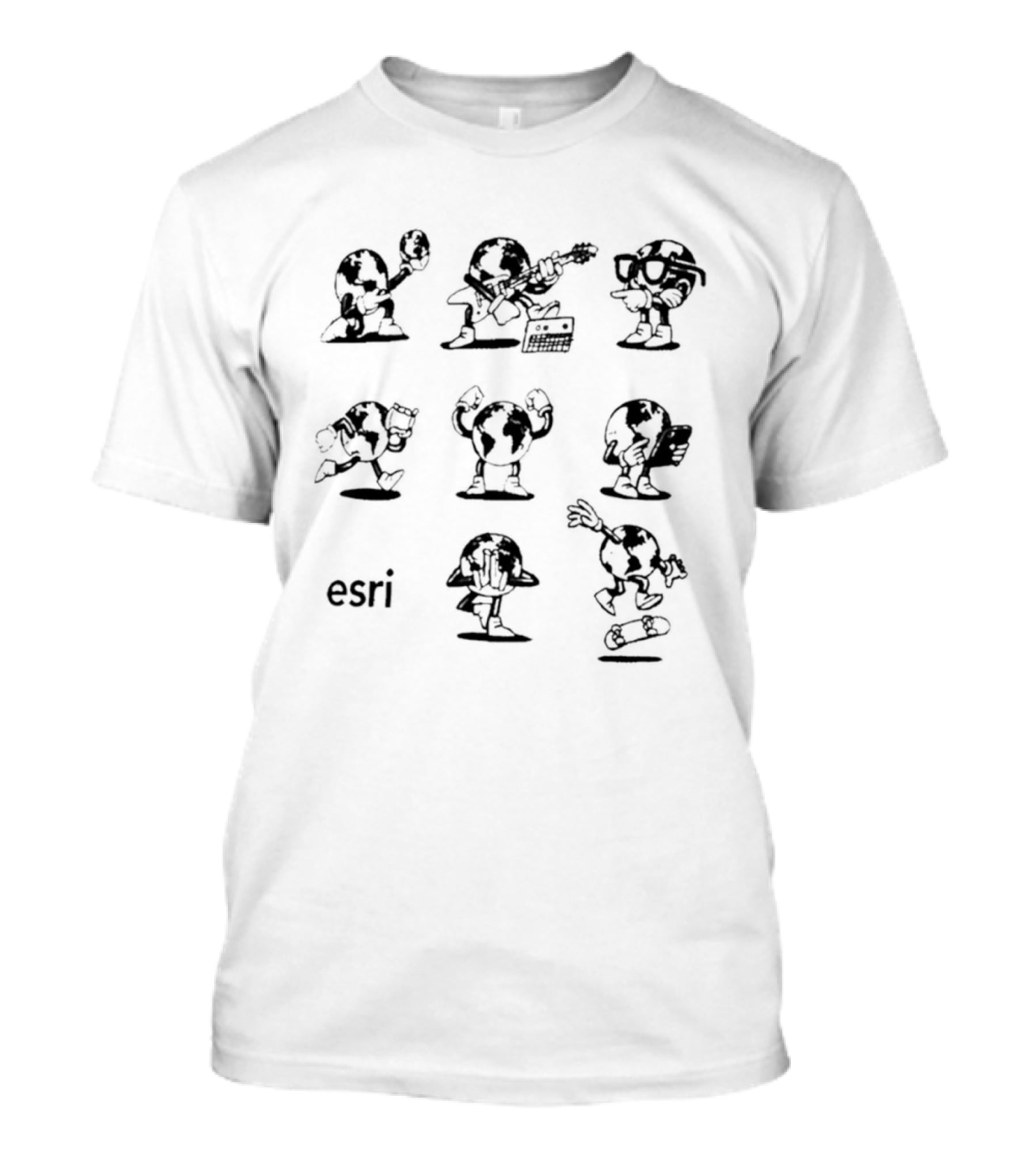 Globie Esri Cartoon Characters Sketch Collection T-Shirt