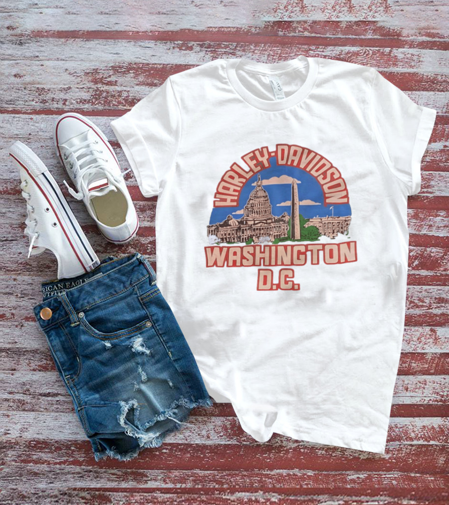 Harley Davidson Washington DC Capitol Washington Monument T-Shirt
