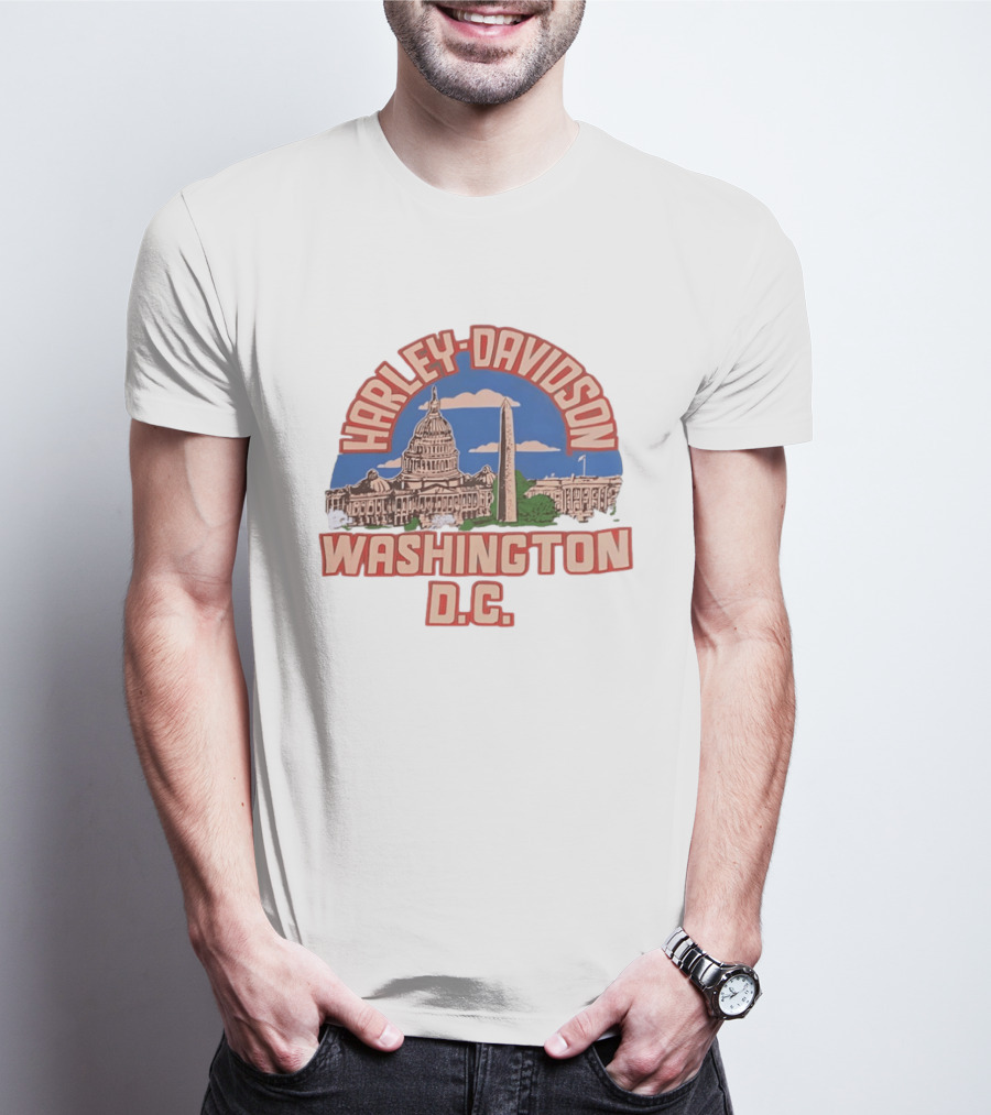 Harley Davidson Washington DC Capitol Washington Monument T-Shirt