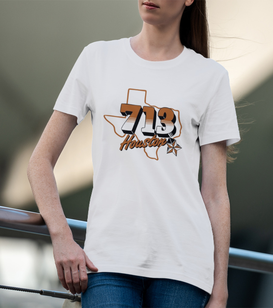 Houston 713 Texas Map Lone Star T-Shirt