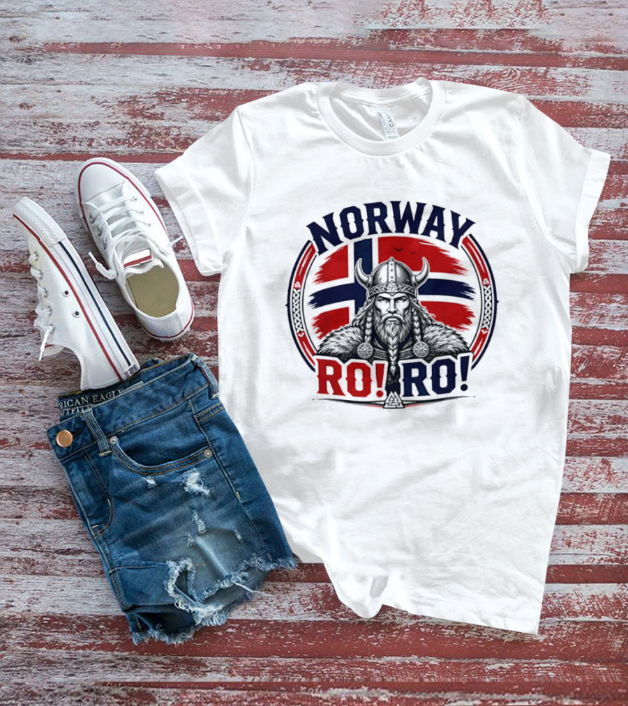 Norway Viking Warrior Braided Beard RO RO Flag T-Shirt