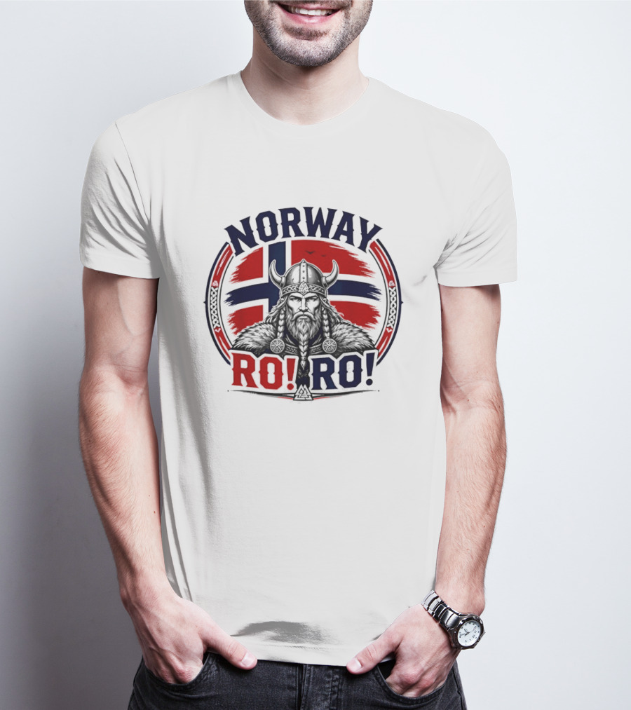 Norway Viking Warrior Braided Beard RO RO Flag T-Shirt